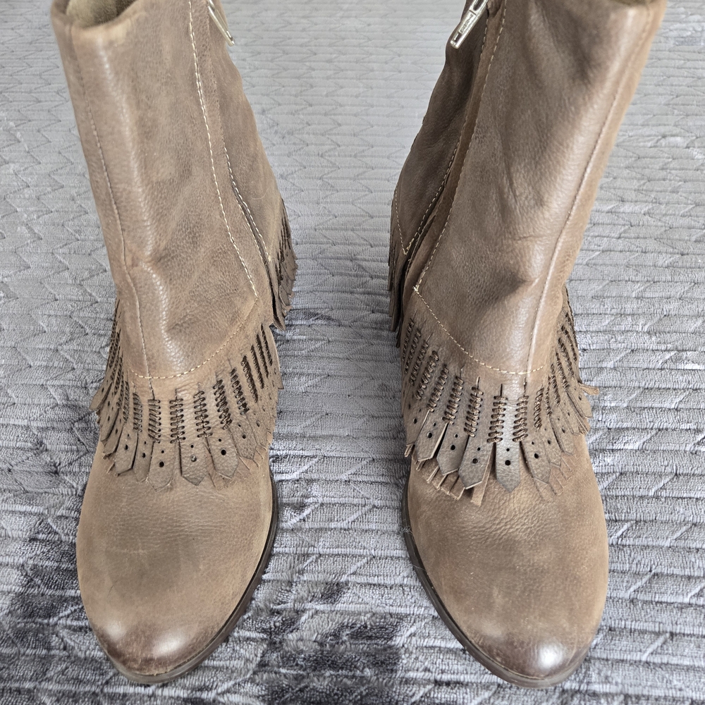 Naughty Monkey Tan Fringe Ankle Boots